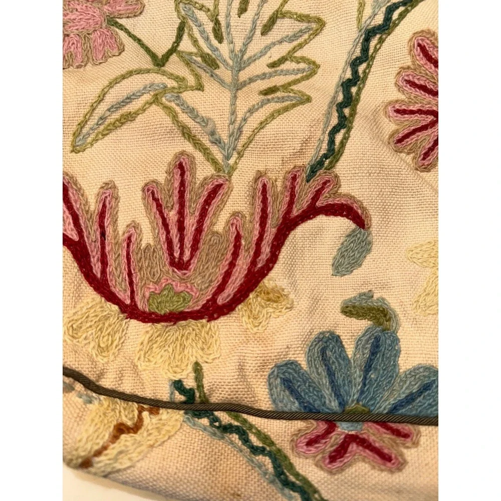 Vintage Floral Tapestry Accordion Purse Handbag, Green Cloth Handles